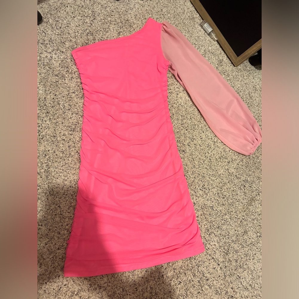 Pink off the shoulder dress